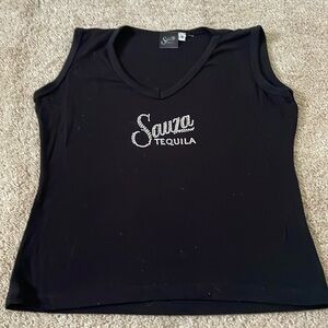 Rare Sauza Tequila black sleeveless tank top Medium